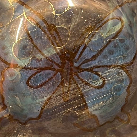 Butterfly Dish Glass 5.5” Ashtray Ruffled Trinket Holder Handpainted‎ Blue Brown - Picture 5 of 8